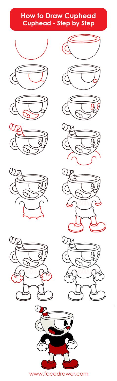 How To Draw Cuphead Step By Step Facedrawer