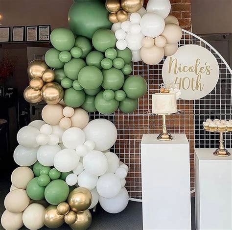 Sage Green Balloon Garland Arch Kit Pcs Sand White Chrome Metallic