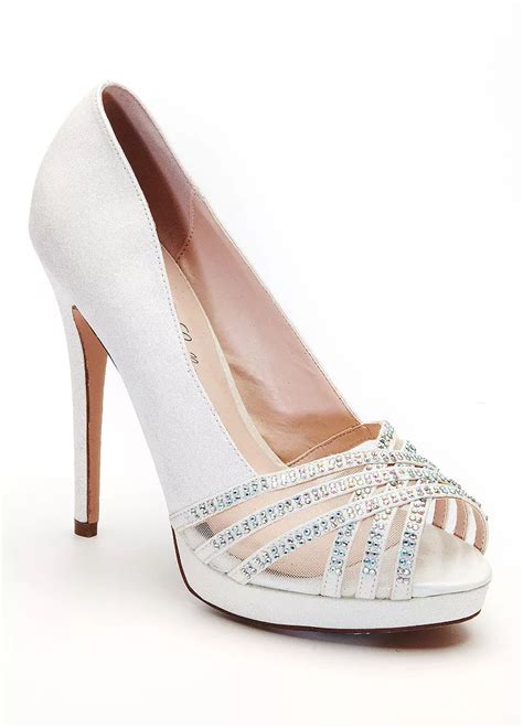 Davids Bridal Wedding And Bridesmaid Shoes Peep Toe Heel With Crystal