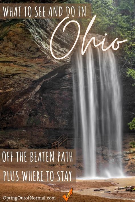 A Waterfall With The Words What To See And Do In Ohio Off The Beaten