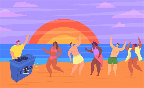 Cartoon Color Characters People Beach Party Concept. Vector 24231579 ...