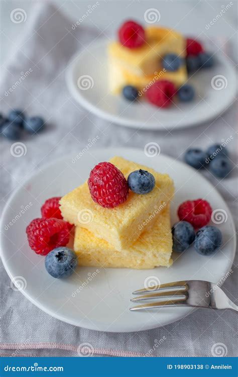 Sweet Home Made Vanilla Pudding Pie with Berries Stock Photo - Image of ...