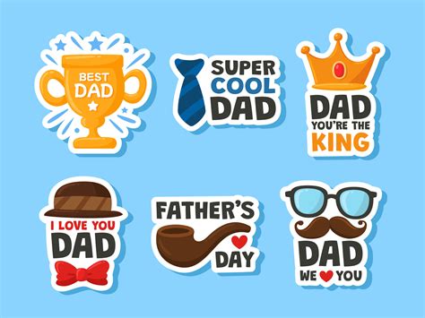 Fathers Day Sticker Set Vector Art At Vecteezy