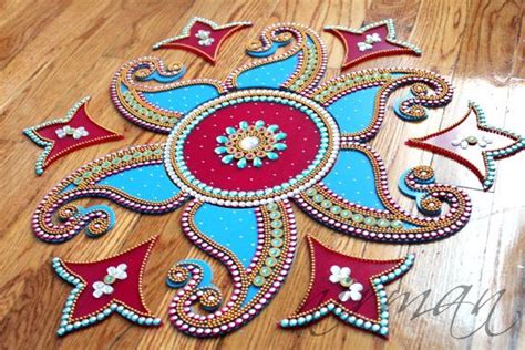 Blue And Pink Rangoli Kundan Bollywood Inspired Acrylic Etsy Indian