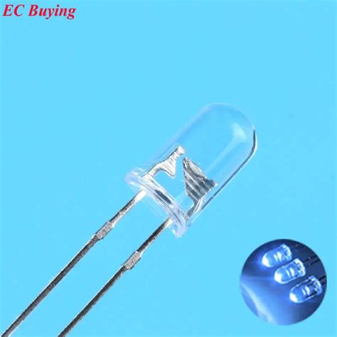 5mm White LED Round Light Emitting Diode Transparent Ultra Bright Lamp