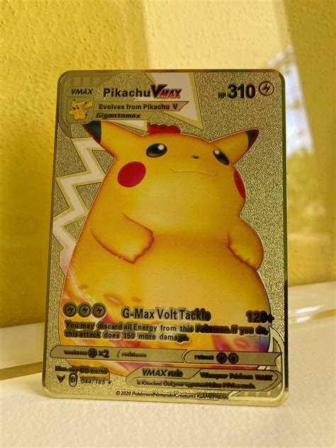 Pikachu Vmax Golden Metal Pokémon Card Trading Card Custom Etsy