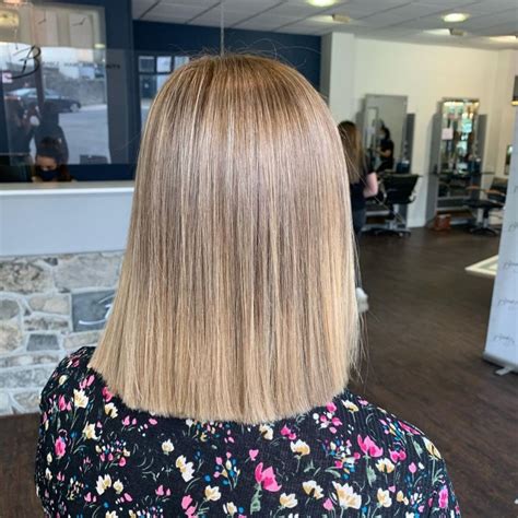 Straight Cut For Medium Length Blonde Hair Glosty