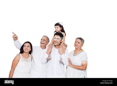 indian group Joint Family finger pointing showing Stock Photo - Alamy