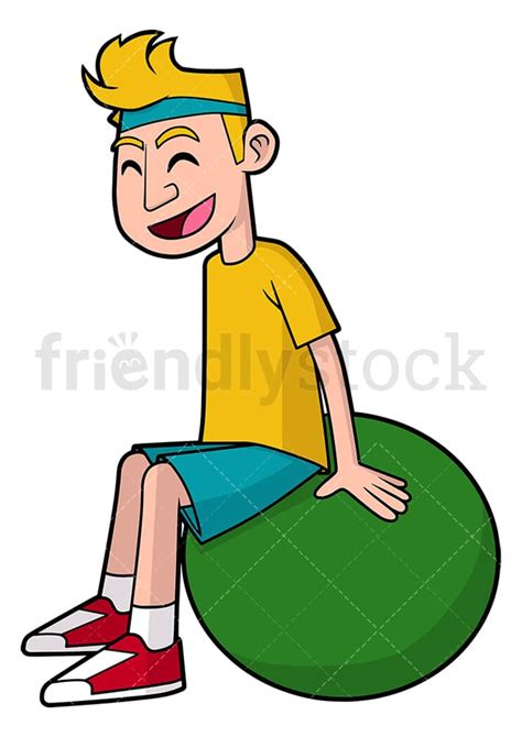 Man Doing Pilates With Gym Ball Cartoon Vector Clipart FriendlyStock