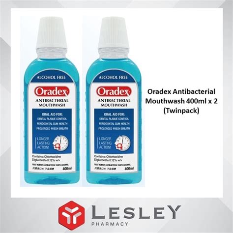 Oradex Antibacterial Mouthwash 400ml X 2 Twin Pack Shopee Singapore