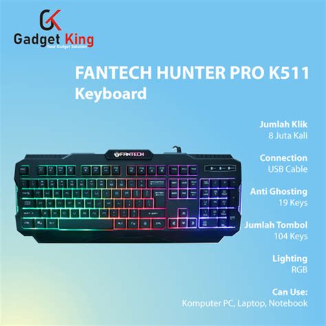 Jual Fantech Hunter Pro K Rgb Gaming Keyboard Komputer Pc Laptop