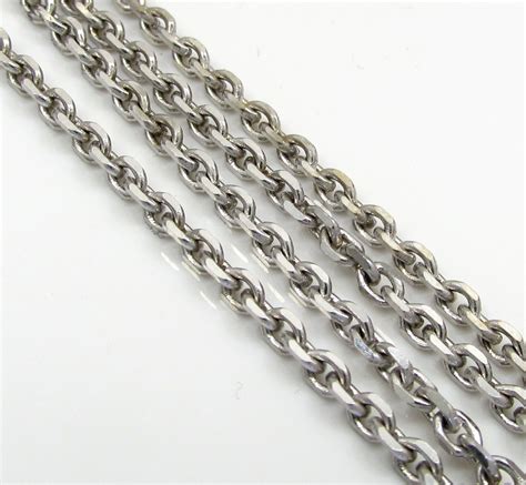 14k White Gold Cable Diamond Cut Link Chain 20 24 Inch 25mm