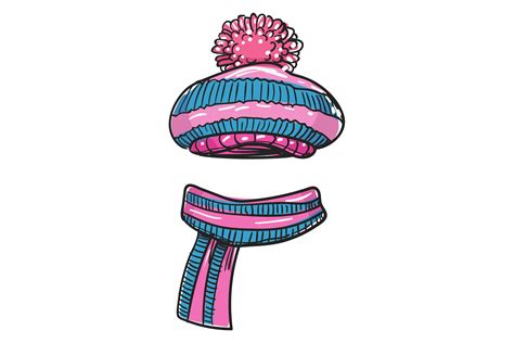 Pom Pom Hat Doodle Color Fashion Sketch Graphic By Vectortatu · Creative Fabrica