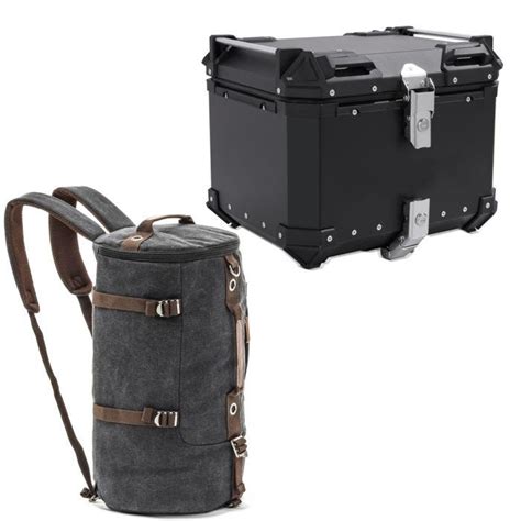 Set Top case aluminium moto XB55 noir 55 Litres Bagtecs avec Sac à dos