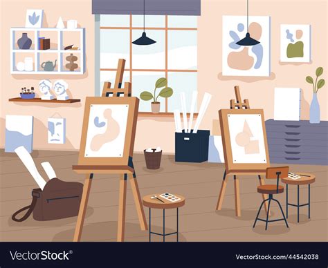 Art Studio Interior Classroom Workshop Royalty Free Vector