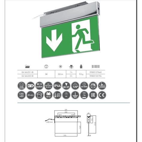 Lampa Emergenta Exit Led H W Lumina Rece K Autocolant