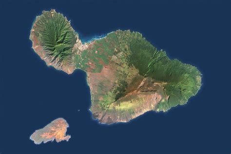 Maui Satellite Image, Kahoʻolawe, Hawai'i, Hawaiian Islands, United ...