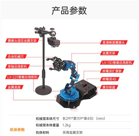 树莓派4b机械臂armpi远程控制ai视觉识别python编程机械手机器人 阿里巴巴