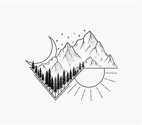 Geometric Mountain Tattoo Design