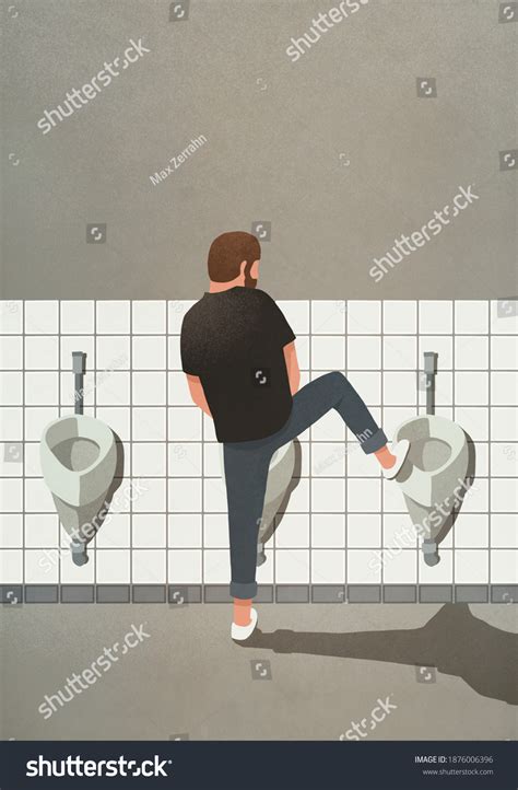 Man Urinating Leg On Urinal Stock Illustration Shutterstock