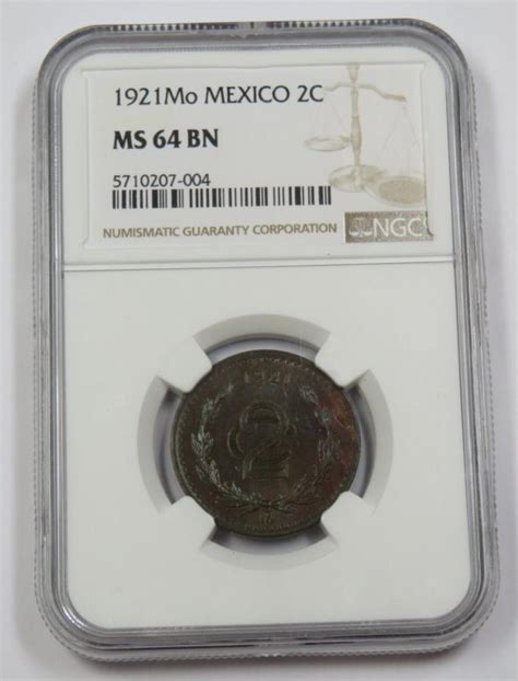 楽天市場1921 Mo ngc ms64 bn brown mint state 2 centavos 2cメキシココインアイテム