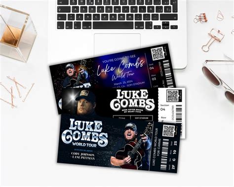 Luke Combs World Tour Ticket Luke Combs Ticket Canva Fully Editable