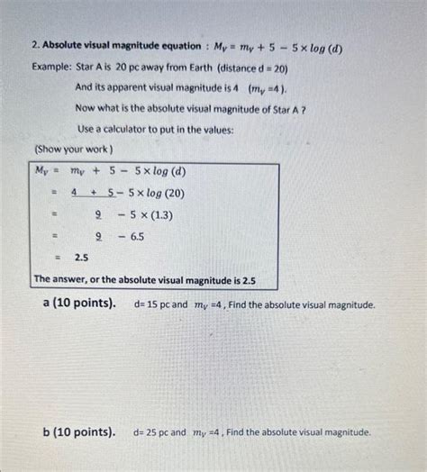 Solved Absolute Visual Magnitude Equation Chegg