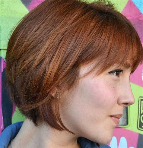 Lovely Fringed Copper Red Bob In Short Bob Hairstyles Short Red