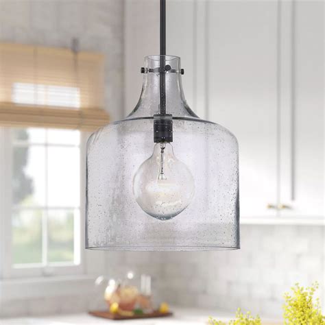 Crawford 1175 Inch Seeded Glass Pendant In Matte Black By Homeplace At Destination Lighting