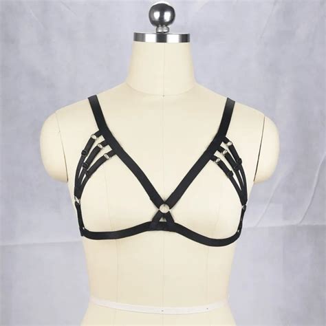 JLX HARNESS Women Cupless Harness Bra Black Sexy Cage Bra Crop Top