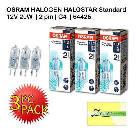 Osram Halogen Halostar Standard 12V 10W 3 Pc Packs Zener DIY