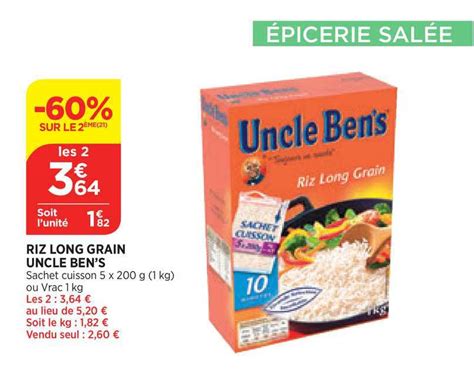 Promo Riz Long Grain Uncle Ben S Chez Bi Icatalogue Fr