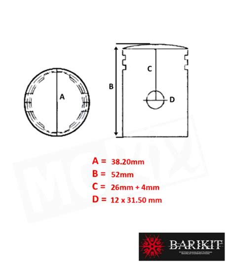 Ciao Kolben Barikit 38 4mm 10mm Zwotakt Garage 34 90