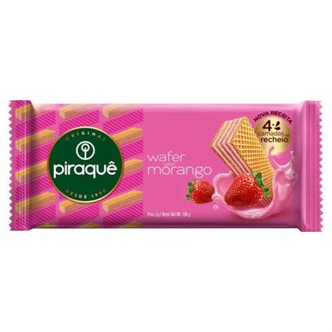 Biscoito Wafer Recheio Morango Piraqu Pacote G Sonda Supermercado