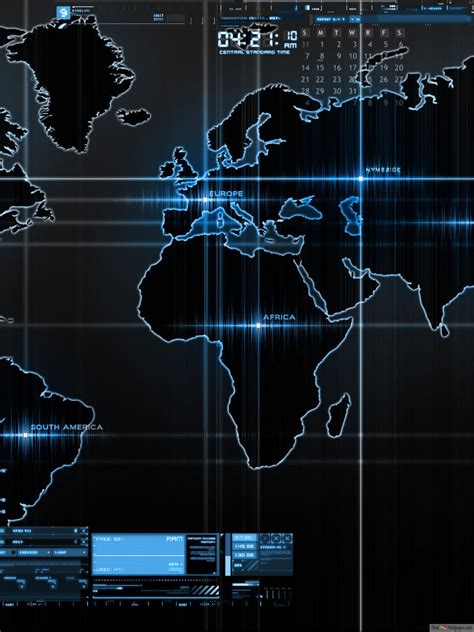 World map neon illustration 4K wallpaper download
