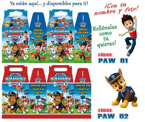 Cajas Dulceros Personalizados Paw Patrol Patrulla Canina 12 00 En