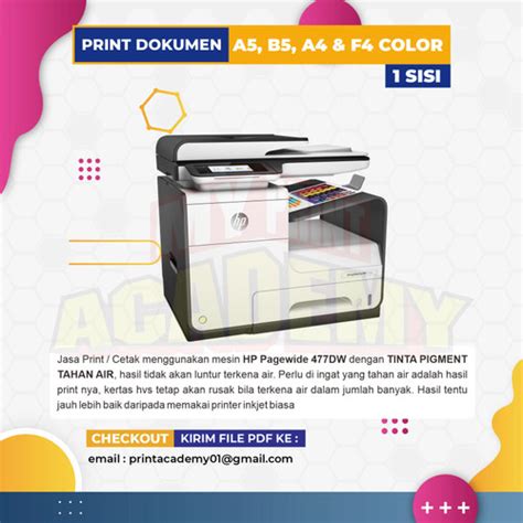 Jual PRINT DOKUMEN CETAK DOKUMEN 1 SISI WARNA TAHAN AIR A5 A4 B5 F4