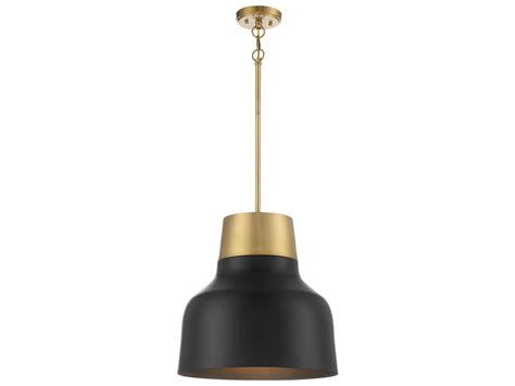 Savoy House Meridian 1 Light Matte Black Natural Brass Bell Pendant