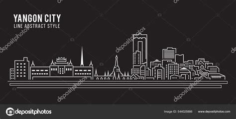 Cityscape Building Line Art Vector Illustration Design Yangon City Stock Vector Image By