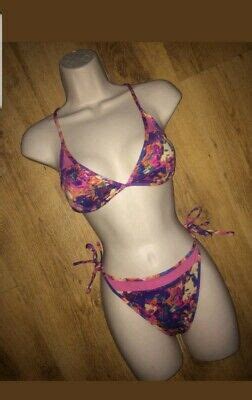 Gorgous Multi Coloured MATALAN Halterneck Bikini Top Bottom Set Size 10