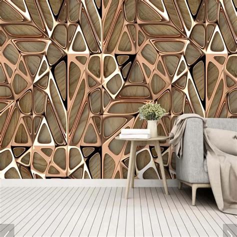 3d Abstract Geometric Wallpaper Murals Rose Gold Home Wall Mural Decals Wall Paper Rolls Printed