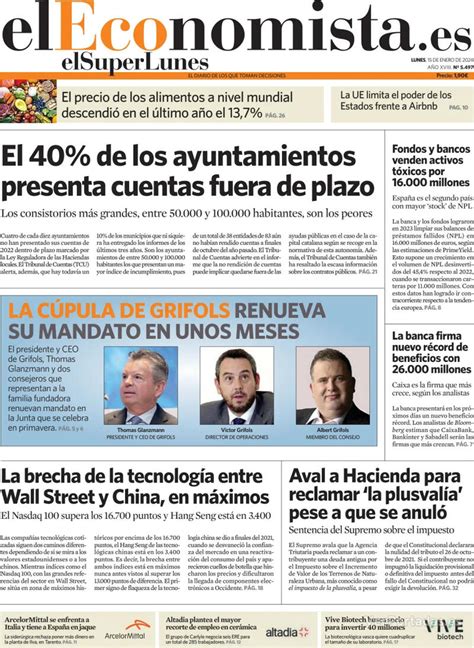 Portada El Economista Lunes 15 De Enero De 2024