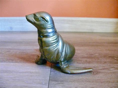 Large 8 Brass Sea Lion Figurine Statue Sea Lion T Etsy