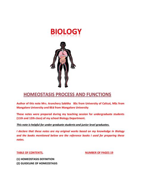 SOLUTION 2 Biology Note Homeostasis Studypool