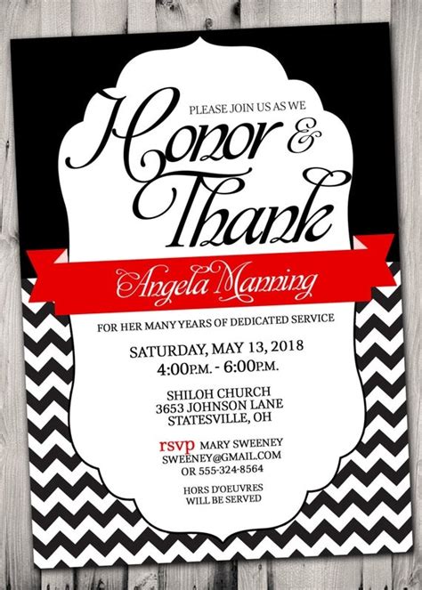 Pastor Appreciation Invitation Red And Black Or Pick Any Color