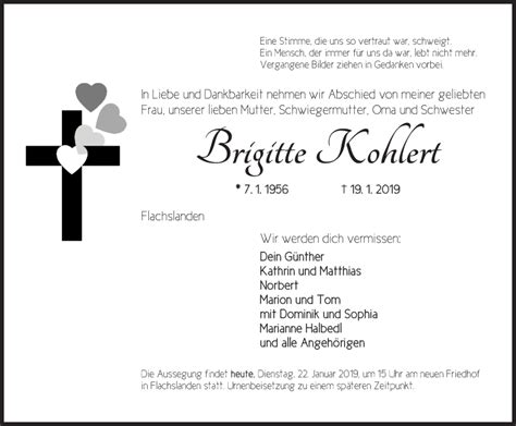 Traueranzeigen Von Brigitte Kohlert Trauer Flz De