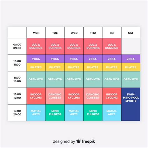 Free Vector | Gym or workout schedule template