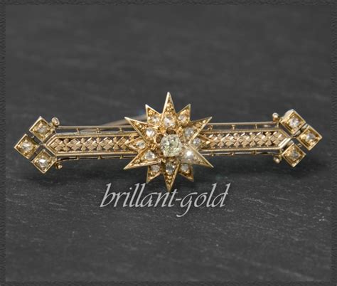 Diamant Brosche Mit Ct Gold Antik Art Deco Brillant Gold