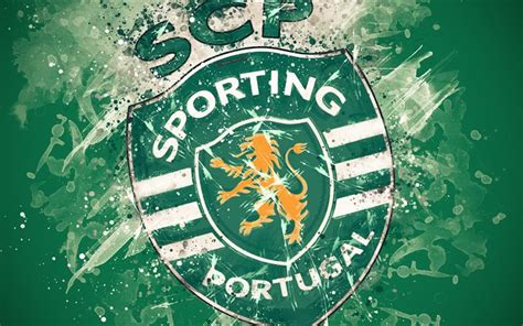 Download Wallpapers Sporting Cp 4k Paint Art Logo Creative Portuguese Football Team