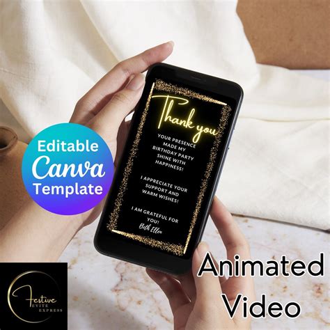 Digital Animated Thank You Cards Template Editable With - Etsy